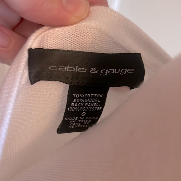 Cable & Gauge button up sweater with sheer tie back - Picture 2 of 2